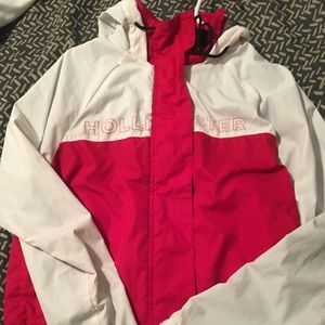 Red black and white hollister windbreaker